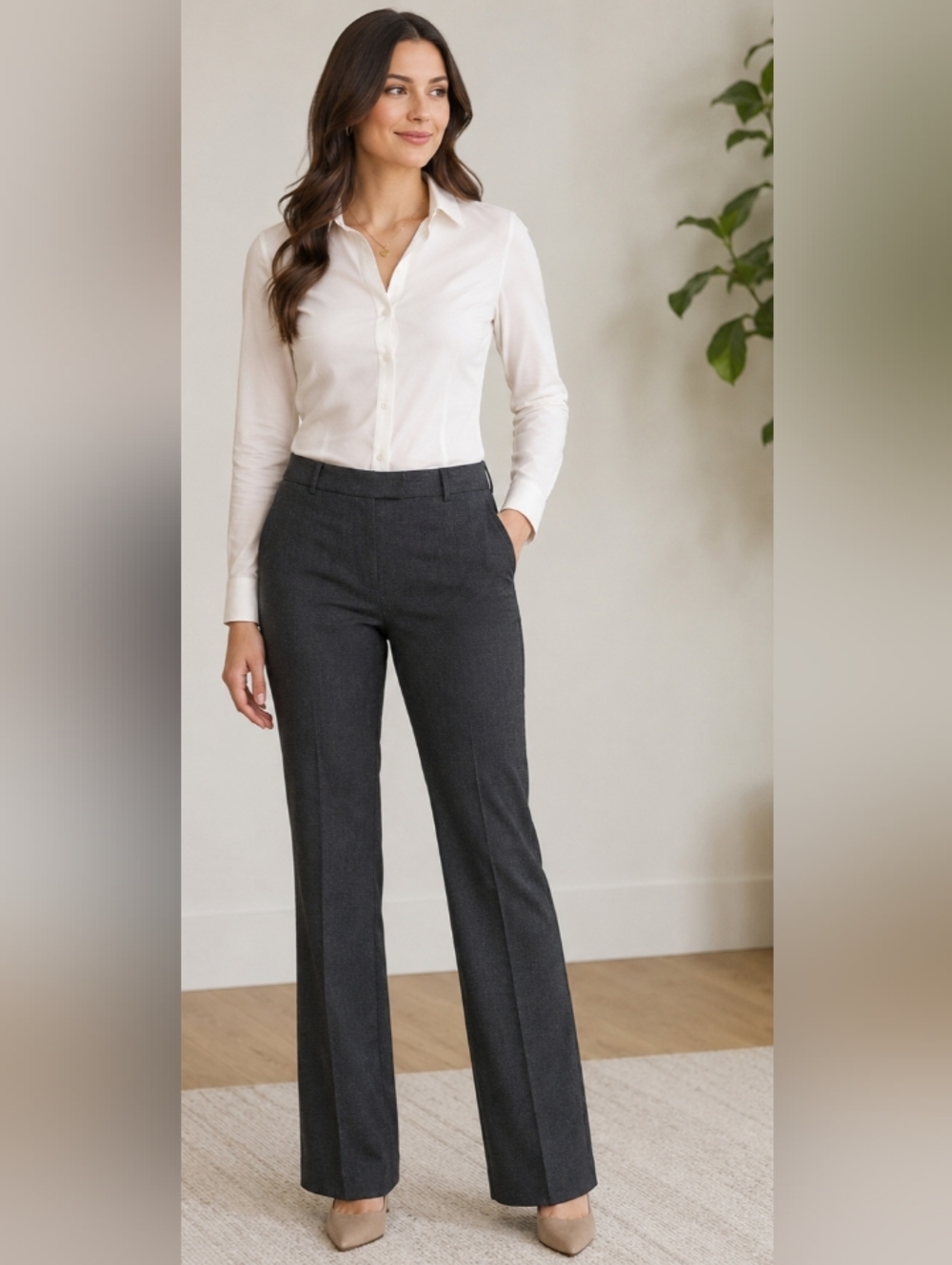 Brooks Brothers 346 Lucia Fit Womens Size 8 Charcoal Gray Dress Pants Trousers